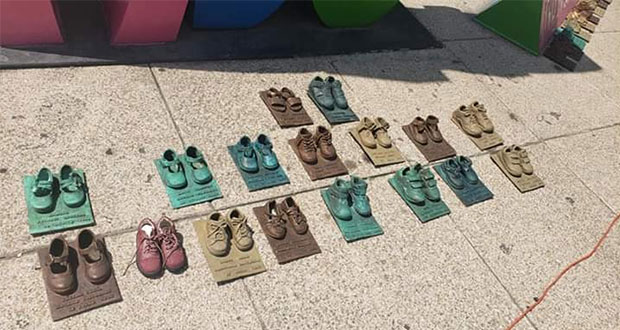 En CDMX, roban zapatos de bronce del memorial de guardería ABC
