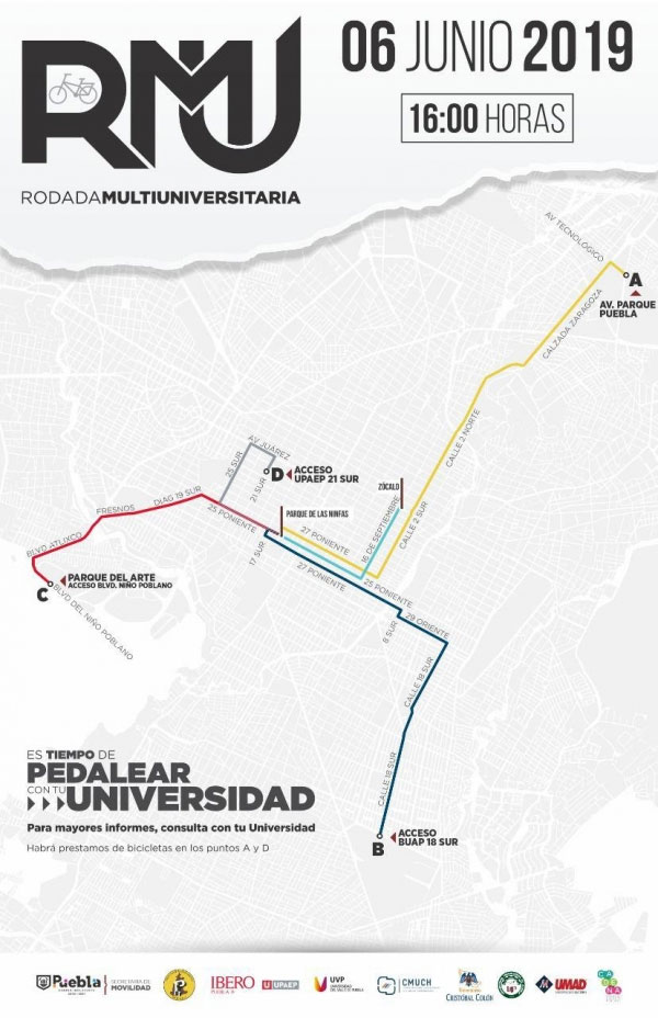 Ayuntamiento de Puebla promueve la 8ª Rodada Multiuniversitaria