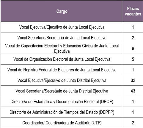 INE publicará convocatoria para plazas vacantes el 30 de junio