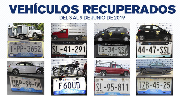 Policia de Puebla capital recupera 8 vehículos con reporte de robo