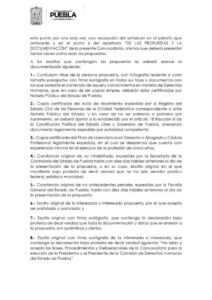 convocatoria CDH Puebla 2019