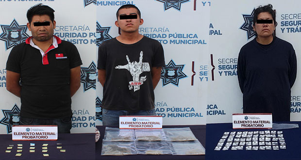 Detienen a 3 en varias zonas de la Angelópolis por posesión de droga