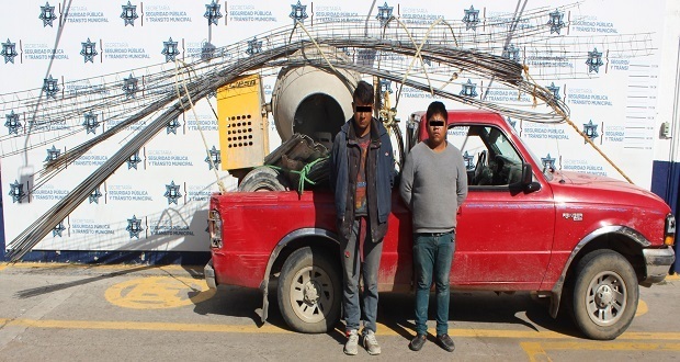 Ssptm detiene a dos por robar material de construcción