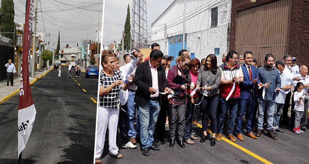 Comuna de Puebla pavimenta vialidad en colonia Universidades