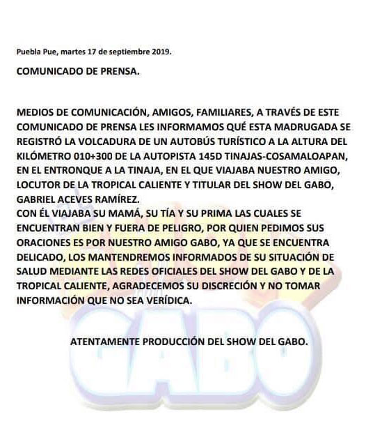 Locutor de La Tropical, de los 40 heridos en volcadura de Veracruz