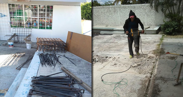 Comuna de Piaxtla avanza en construcción de techado para preescolar