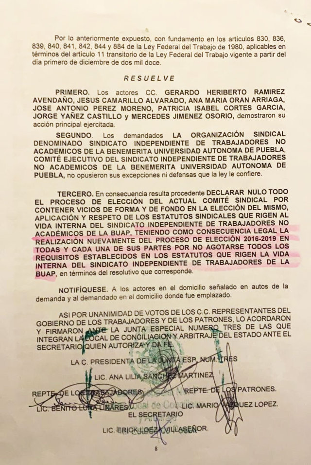 Anulan elección de comité de Sitbuap de 2016 por estar viciado