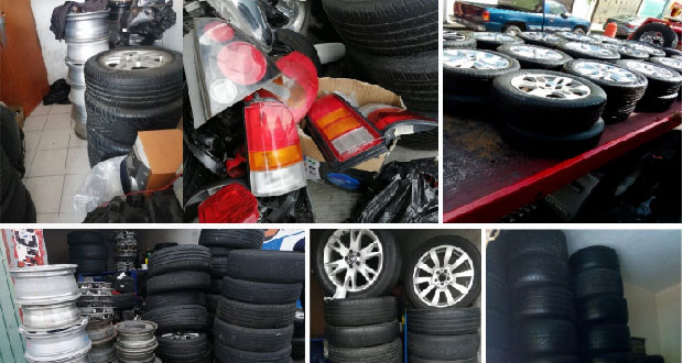 En cateos de la 46 Poniente, aseguran a 4 sujetos y 900 autopartes