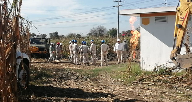 Toma clandestina de gas LP provoca incendio en Huejotzingo