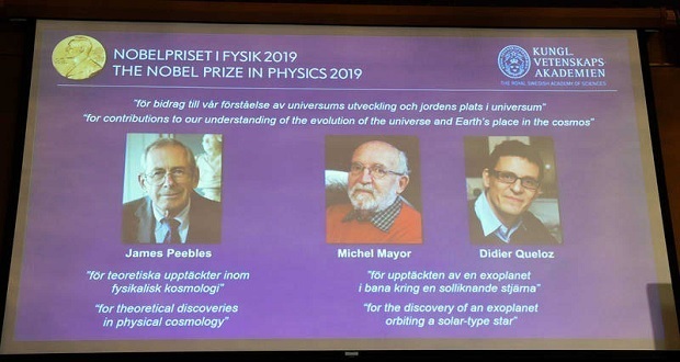 Tres investigadores comparten el Nobel de Física 2019