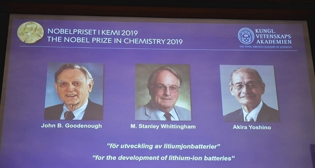 Ganan Nobel de Química los desarrolladores de la batería de litio