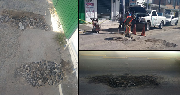 Por presión ciudadana, Agua de Puebla repara daños en avenida Nacional