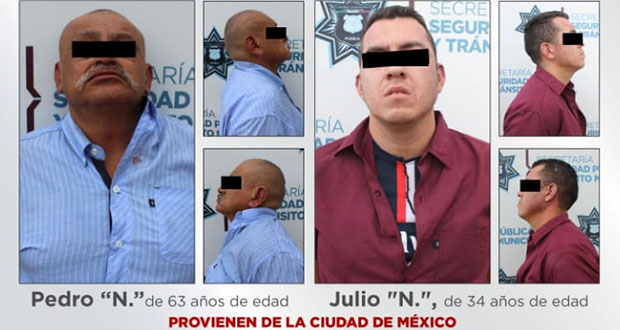 Detienen en Xilotzingo a dos probables asaltantes de cuentahabientes