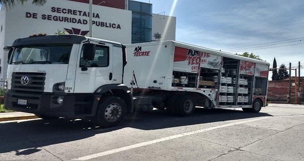 En Cuautlancingo, Ssptm recupera camión robado en Puebla capital