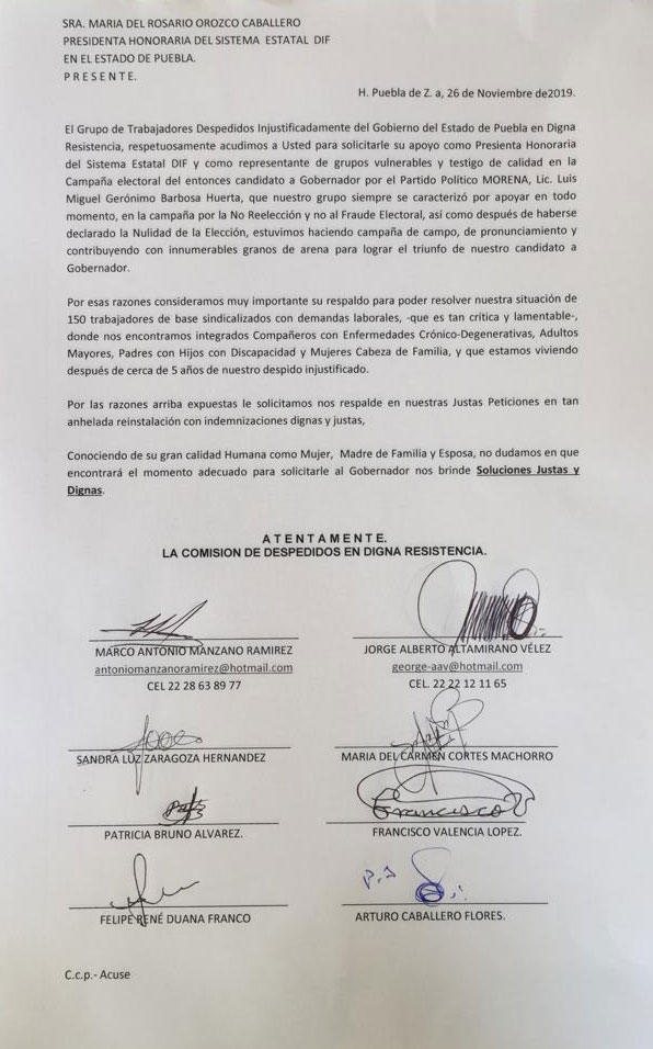 Exburócratas despedidos por RMV piden apoyo de Orozco para conciliación