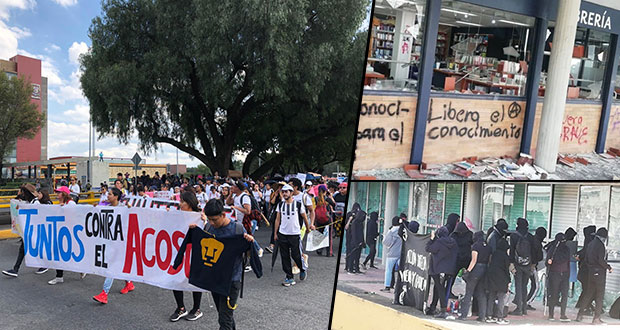 Alumnas protestan contra acoso en UNAM; encapuchados hacen destrozos