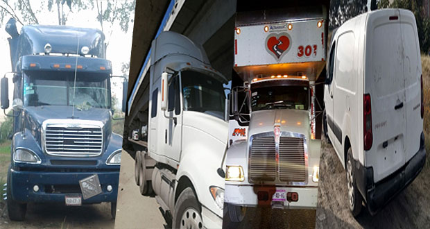 SSP recupera 3 tractocamiones y una camioneta en carreteras