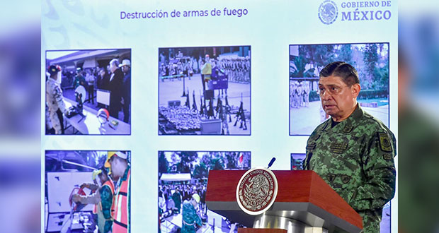 En Puebla, Sedena destruye 467 armas; busca 1.6 millones en país