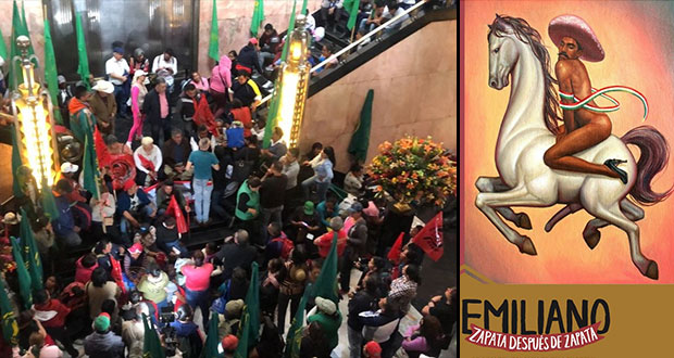 Toman Bella Artes y exigen quemar pintura de Zapata en tacones