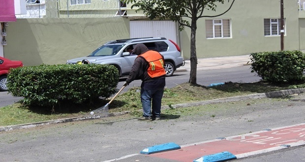 Labores de mantenimiento en parques y jardines de Puebla continúan