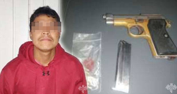 SSP arresta a sujeto con arma de fuego y droga en Tepetzintla