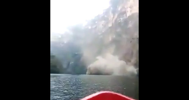 Así se vio el deslave en el Cañón del Sumidero; suspenden navegación