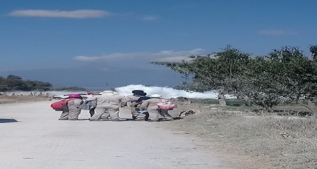 Inducen incendio controlado en fuga de gas LP en Tepeaca