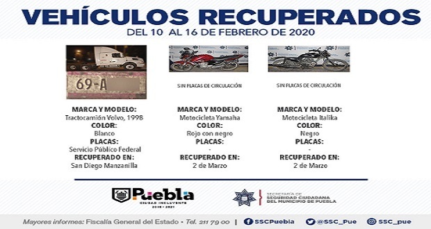 En una semana, SSC recupera 11 vehículos con reporte de robo