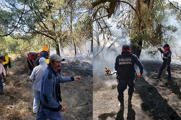 En Zautla se queman 100 hectáreas de siembra debido a incendio