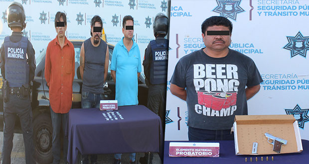 Detienen a 4 en Puebla y San Miguel Espejo con cocaína y un arma