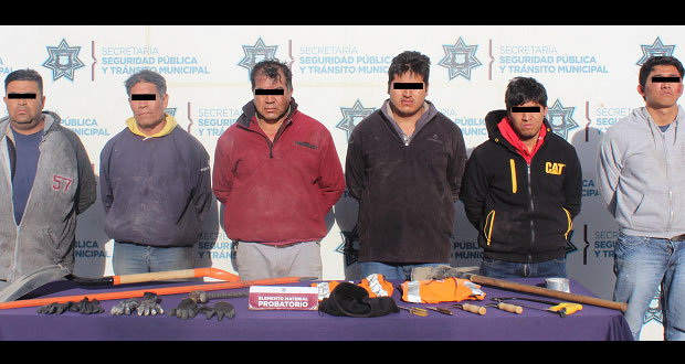 Detienen a seis en San Jerónimo Caleras por robo de cable telefónico