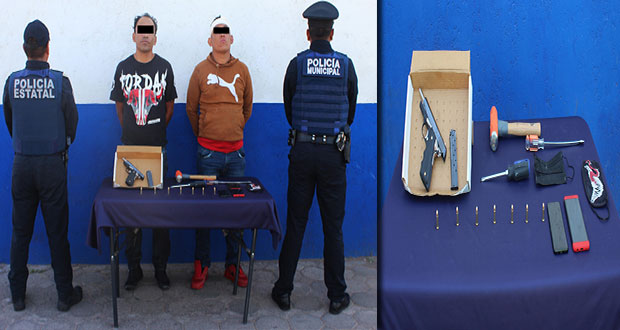 SSP y SSC de Puebla captura a dos hombres por robo a casa habitación