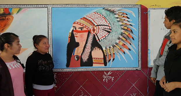 En bachillerato de Olintla, usan la pintura como crítica social