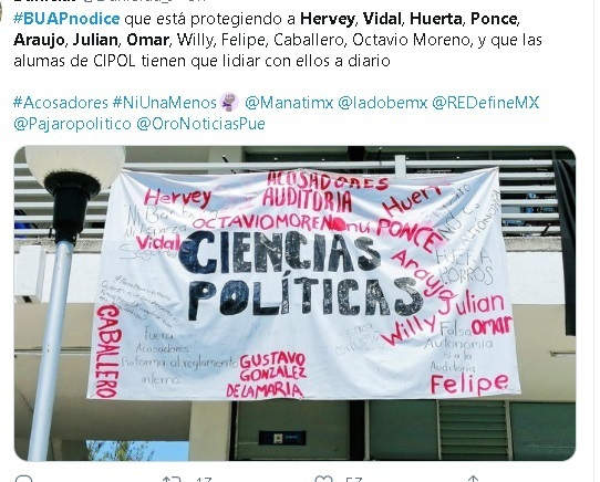 Alumnos posicionan hashtag #BUAPNoDice para denunciar acoso en universidad