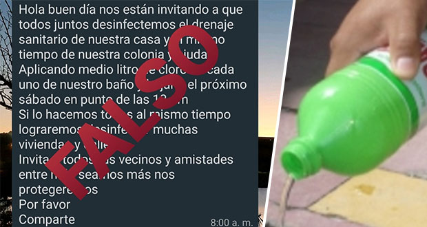 Si recibes noticia para vaciar cloro en baño, no hagas caso: Conagua