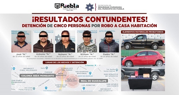 Detienen a 5 por robo a casa en colonia Real de Guadalupe