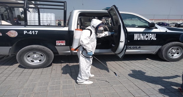 En San Andrés Cholula desinfectan instalaciones de dependencias