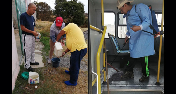 Aplican sanitización en colonias del norte de Puebla capital