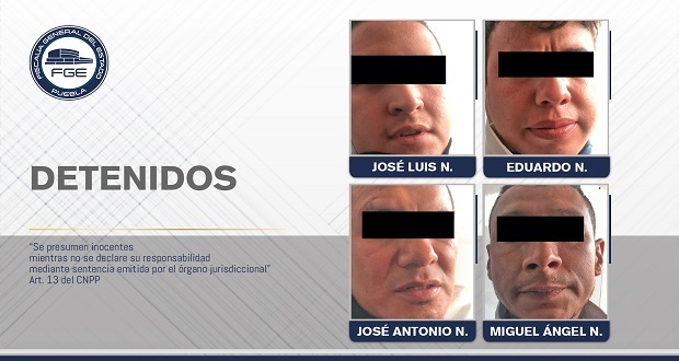 En Lomas de Angelópolis, FGE detiene a 4 hombres con armas y droga