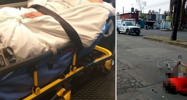 En Bosques de Amalucan, empleado de Telmex atropella a ciclista y se fuga