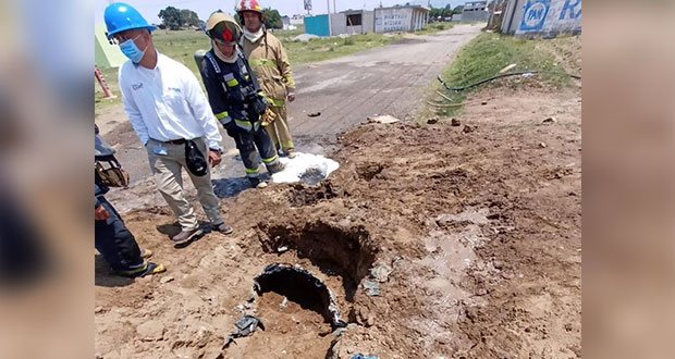 Tras 11 horas, sellan fuga de gas LP en Amozoc