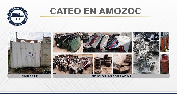 FGE asegura en Amozoc inmueble para desmantelar autos robados
