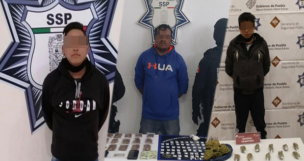 SSP detienen a 3 presuntos narcovendedores en la ciudad de Puebla
