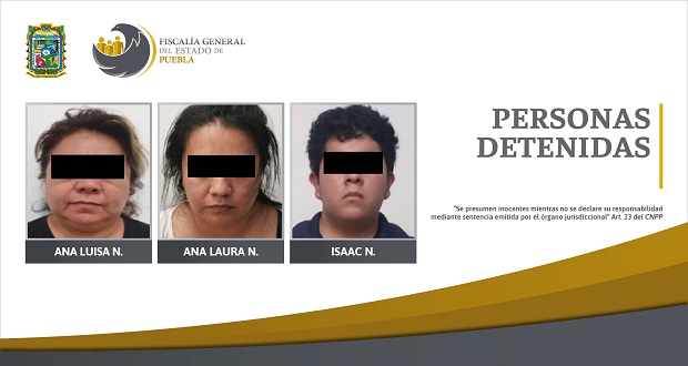 Fiscalía Puebla detuvo por extorsión a madre e hijos en Las Ánimas