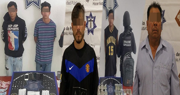 Cae huachicolero y cuatro presuntos narcomenudistas en Puebla