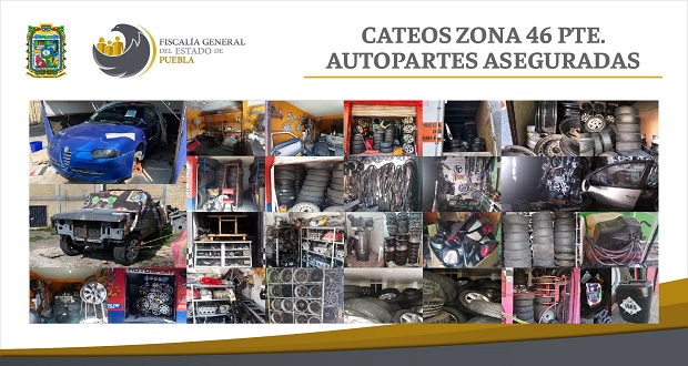 En cateos, FGE asegura 2,595 autopartes y droga en la 46 Poniente