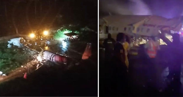 Cae avión con 191 tripulantes en la India; habría dos muertos