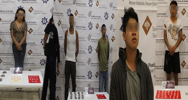 Caen cuatro narcomenudistas y un asaltante de casas en Puebla