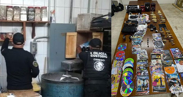 Aseguran droga, puntas y hasta DVD´s a reos en penal de Cholula