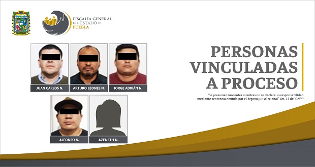 Vinculan a proceso a 5 personas por secuestro y extorsión en Puebla